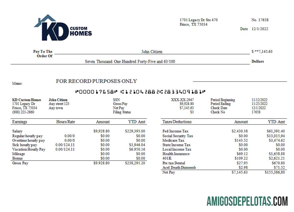Folha de funcionários da empresa de construção dos EUA modelo